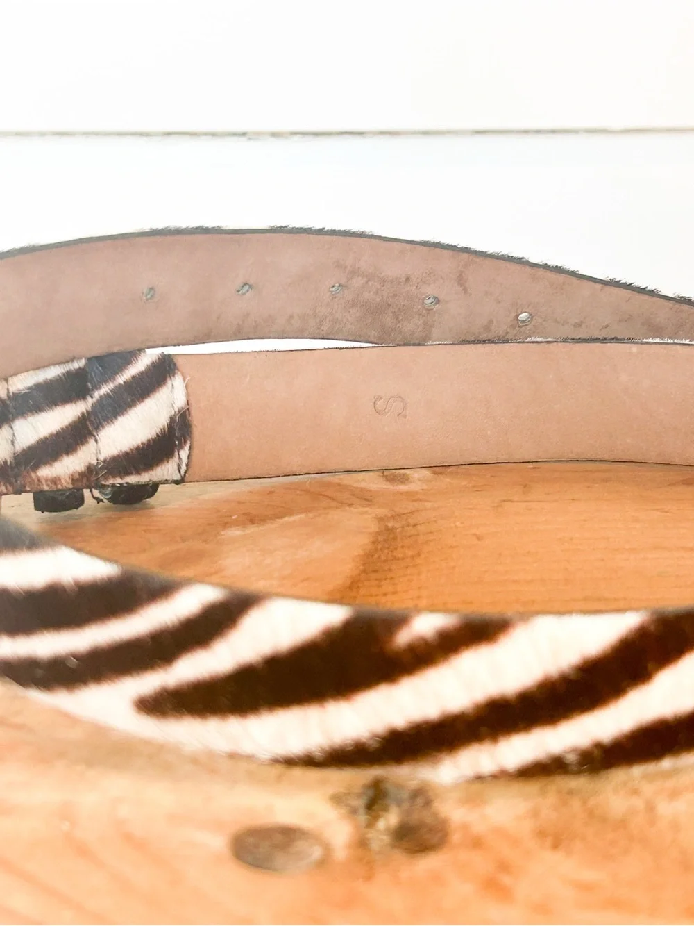MCM Vintage Calfskin Hair Zebra Print Belt Womens Small